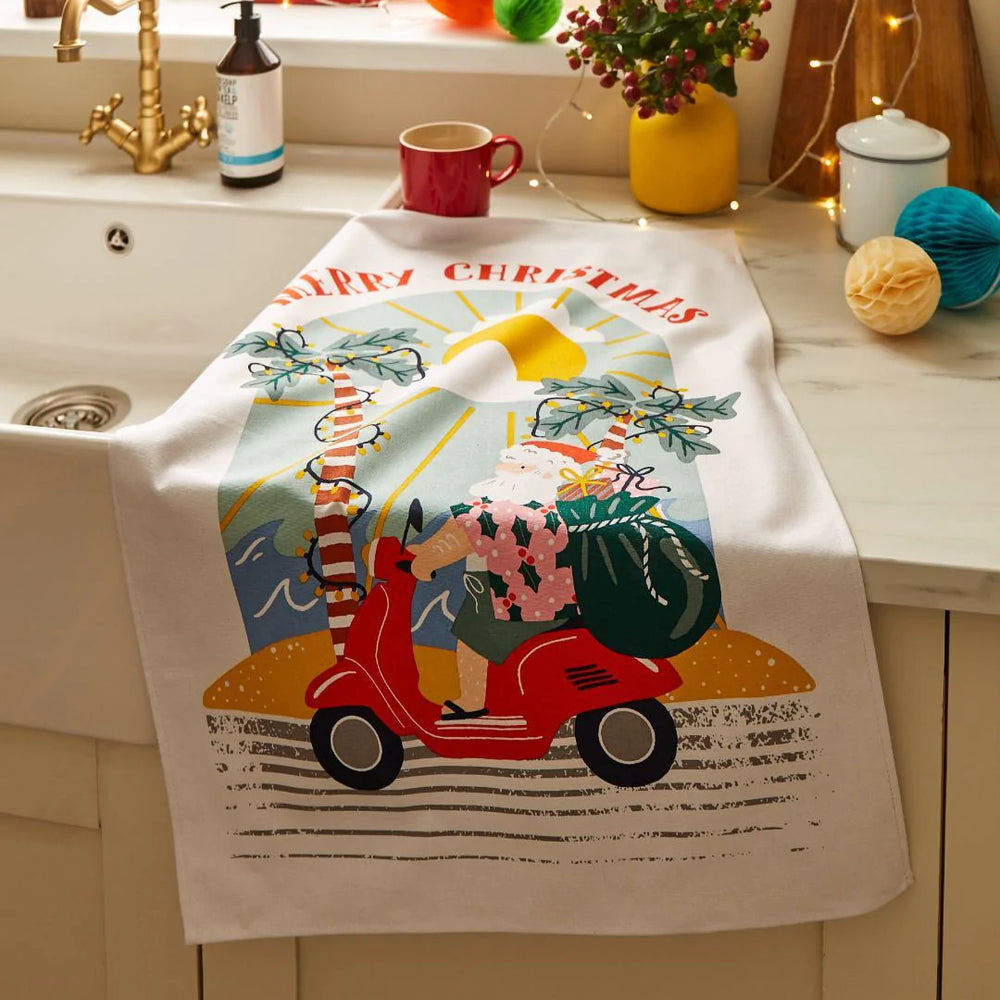 Sunny Santa Recycled Cotton Tea Towel.