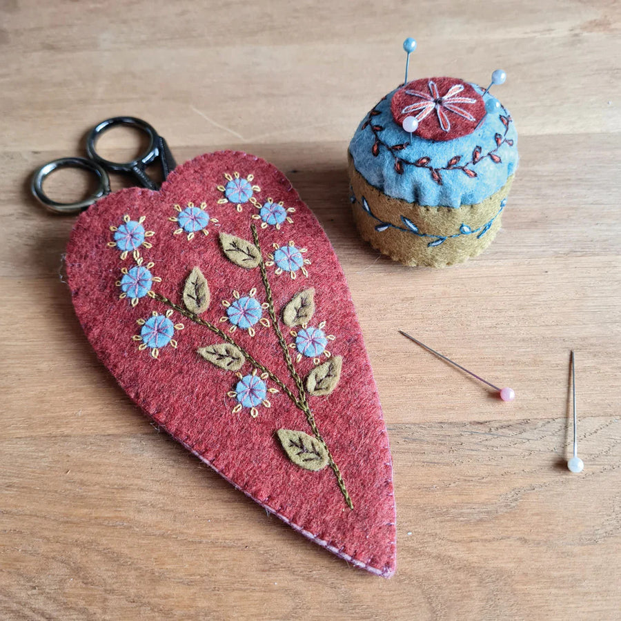 Embroidered Scissors Pouch and Mini Pin Cushion