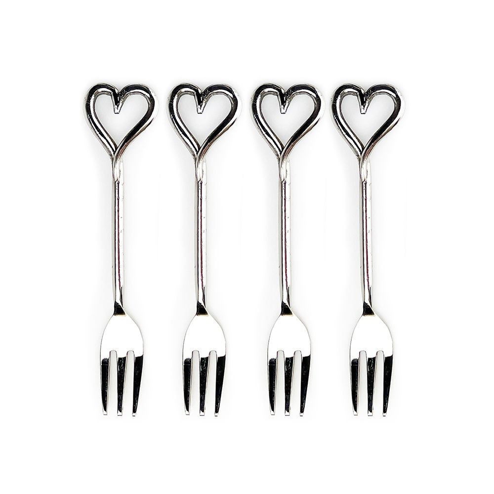 Love Heart Pastry Forks Set of 4