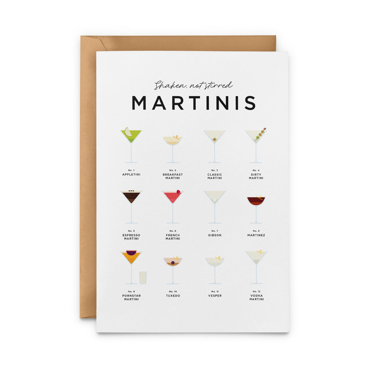 Shaken, Not Stirred Martinis Card from Everlong Print Co.