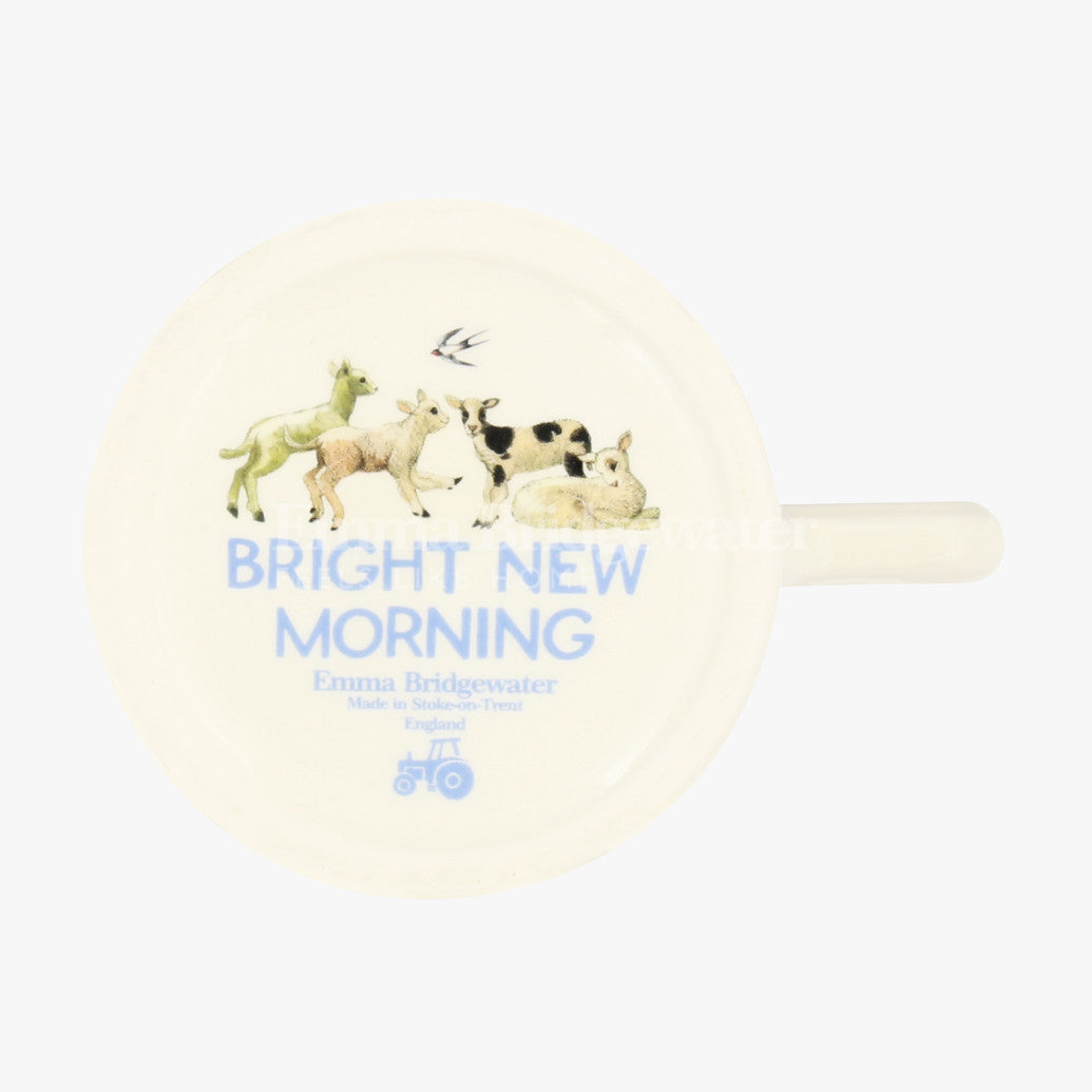 Bright New Morning Spring Lambs 1/2 Pint Mug. Handmade in England.