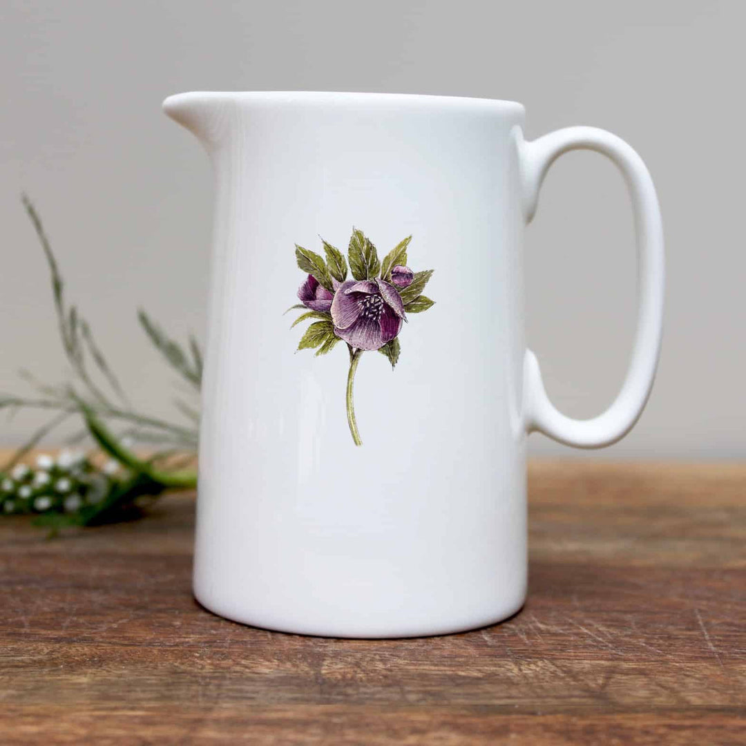 Hellebore Bone China Half Pint Jug by Toasted Crumpet.