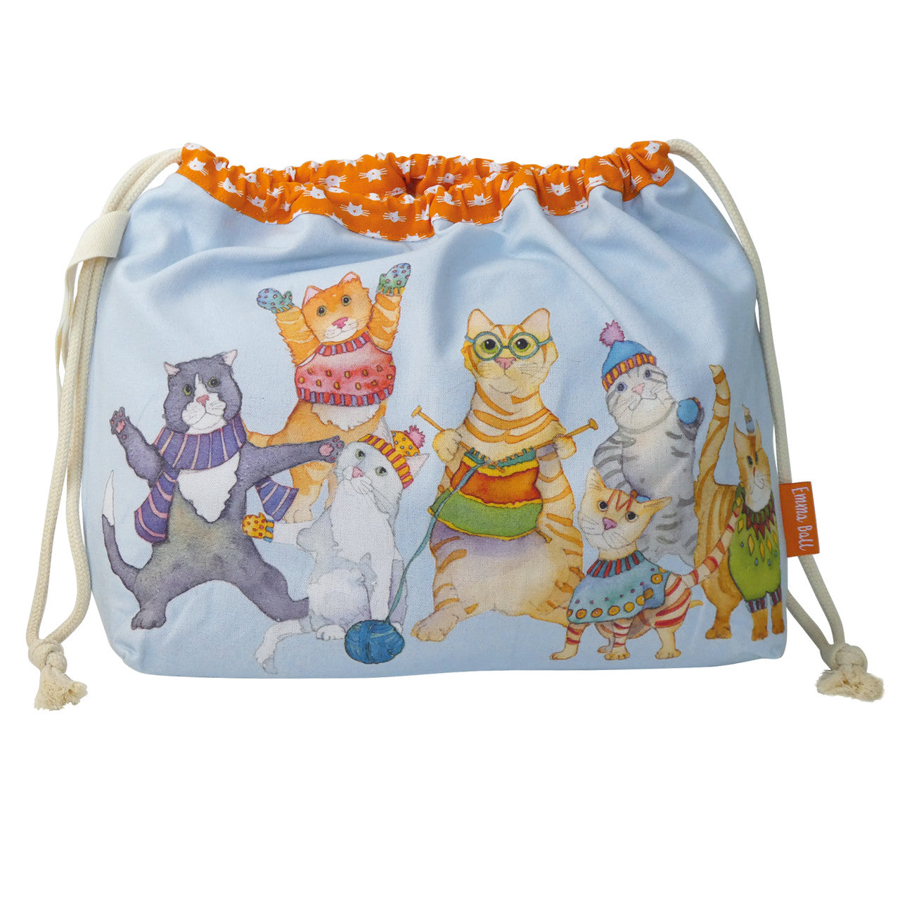 Kittens in Mittens Drawstring Cotton Bag from Emma Ball.