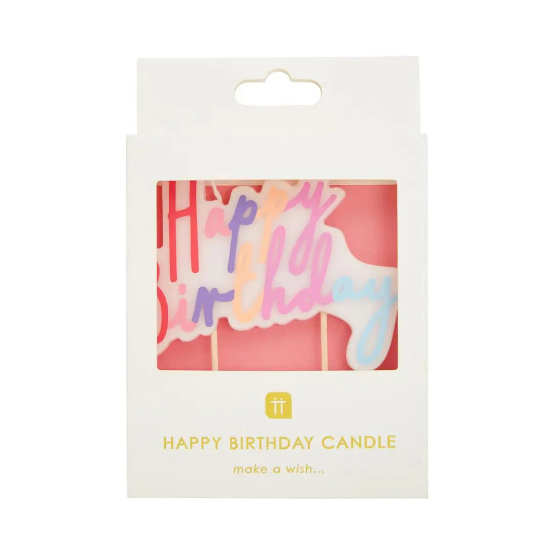 Pastel Happy Birthday Candle Cake Topper