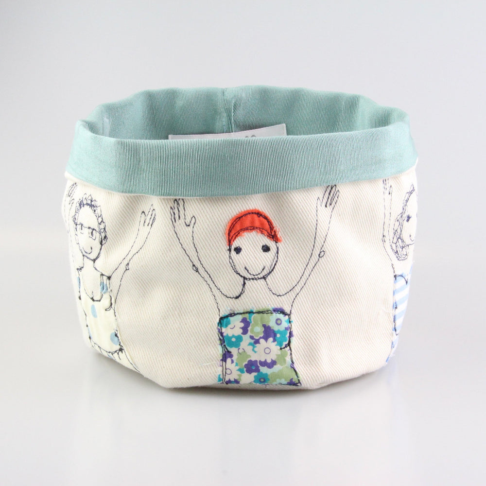 Bathers Embroidered small art pot by Poppy Treffry.