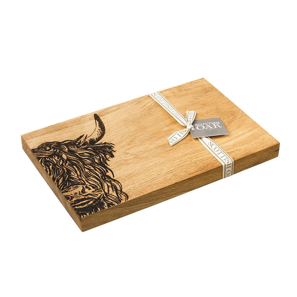 Highland Cow Oak Serving Board - 12in