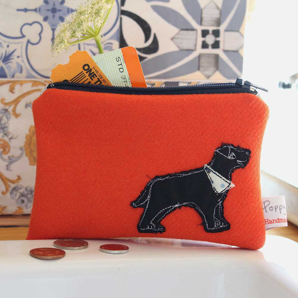 Labrador Embroidered Flat Purse by Poppy Treffry