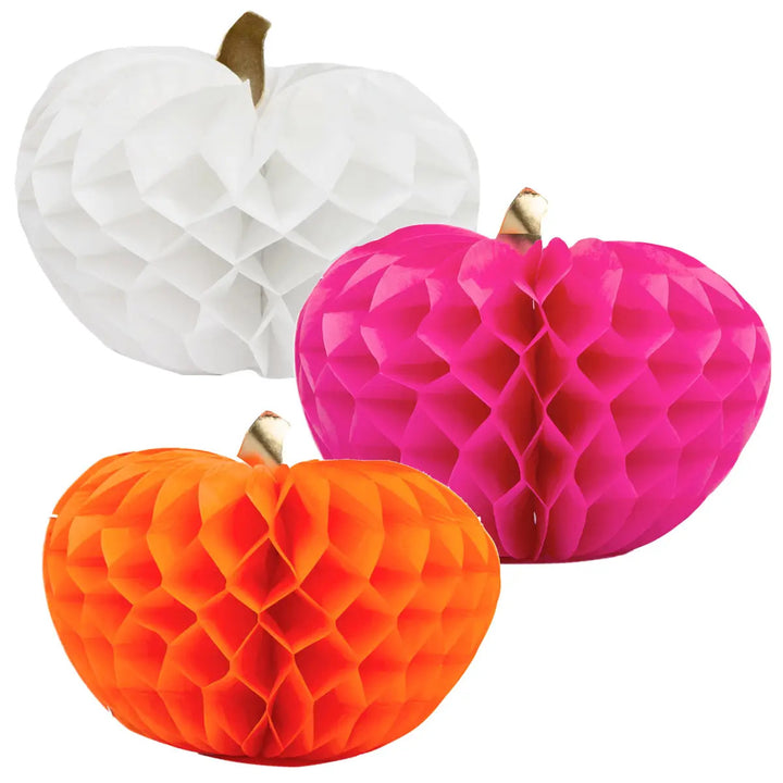 Pumpkin Honeycomb Decorations - 3 pack