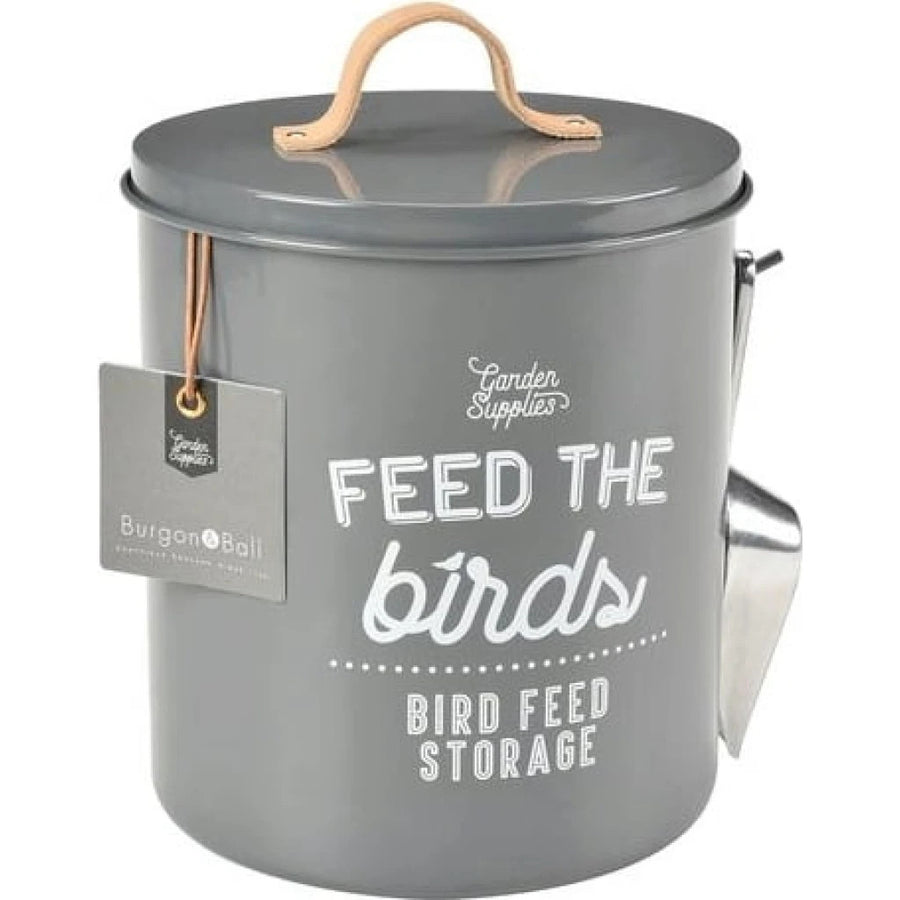 'Feed the Birds' Bird Feed Tin in Charcoal by Burgon & Ball