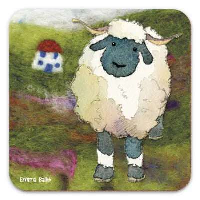 Sheep and Cottage Coaster by Emma Ball