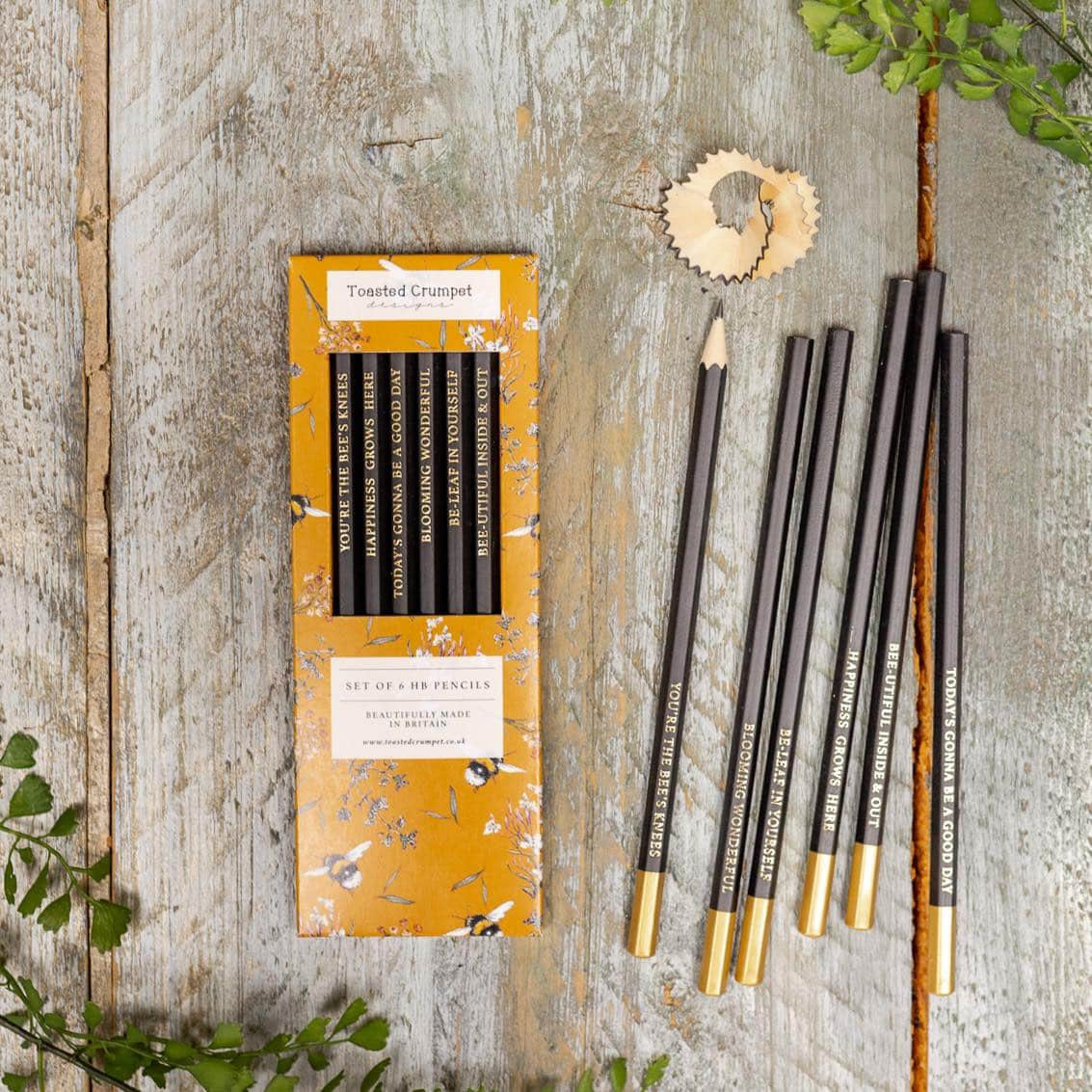 Bees & Honeysuckle Set of 6 Pencils by Toasted Crumpet.
