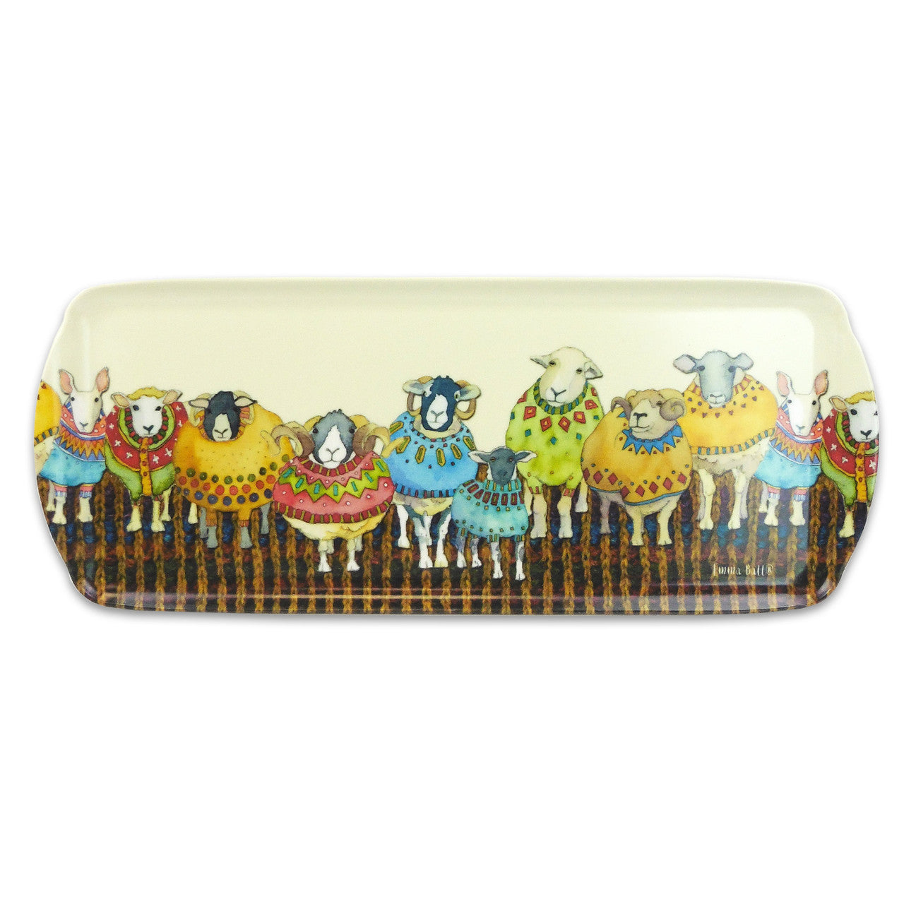 Sheep in Sweaters Melamine Sandwich Tray by Emma Ball