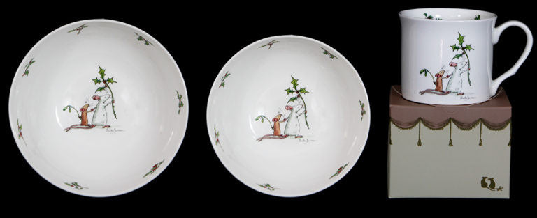 Here He Comes Christmas china small bowl by artist Anita Jeram.