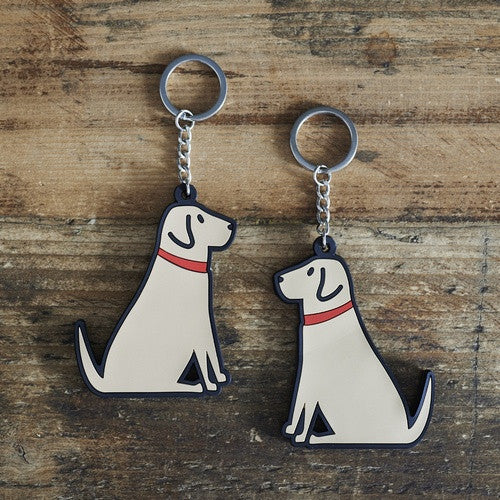 PVC Double-Sided Mischievous Mutts Key Ring - Yellow Lab