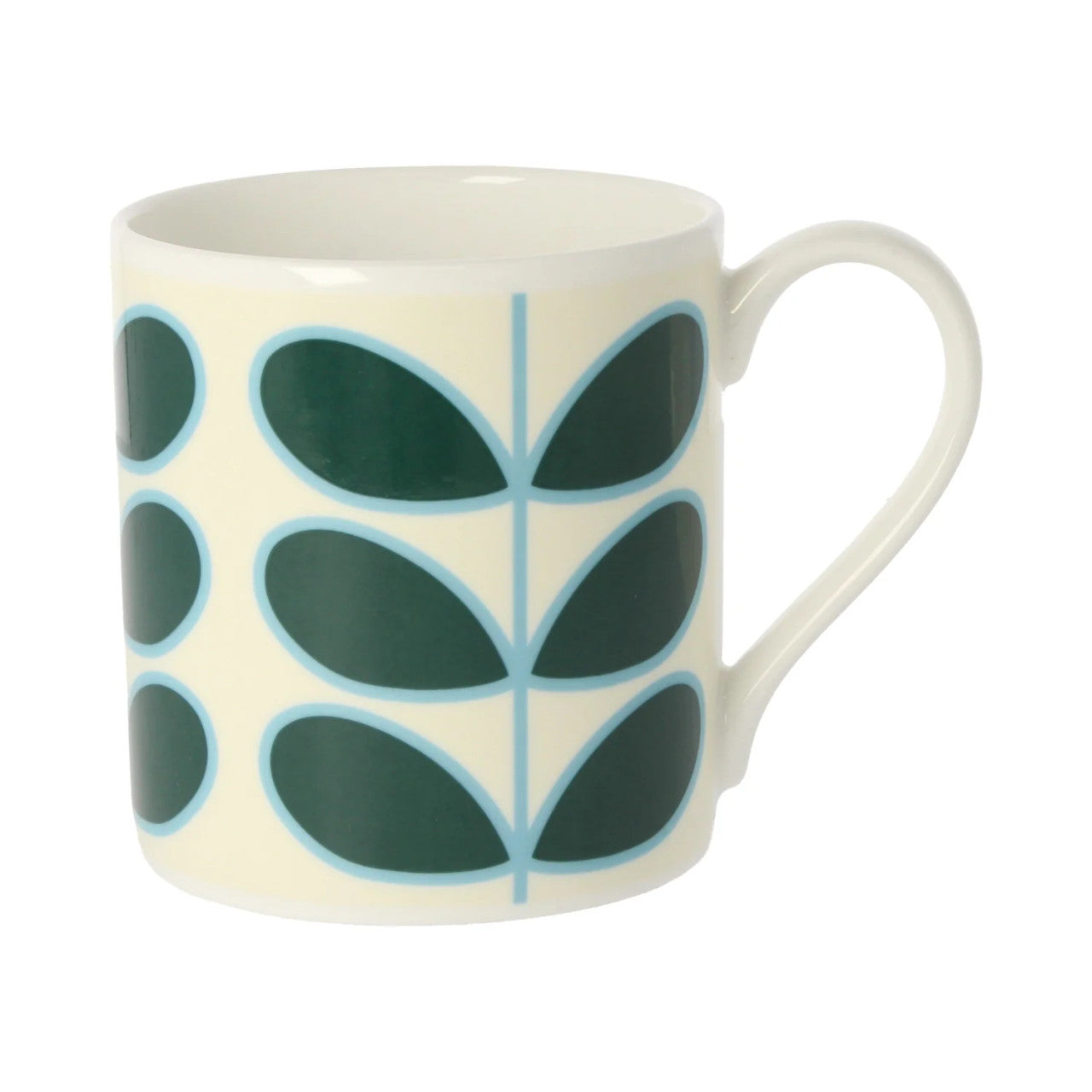 Linear Stem Teal Bone China Mug by Orla Kiely