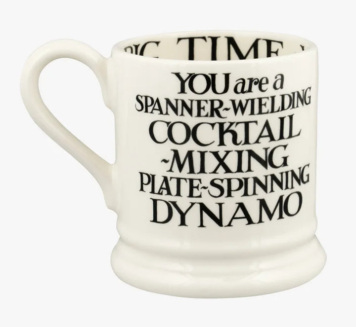 Black Toast King & Queen set of 2 half pint mugs from Emma Bridgewater.