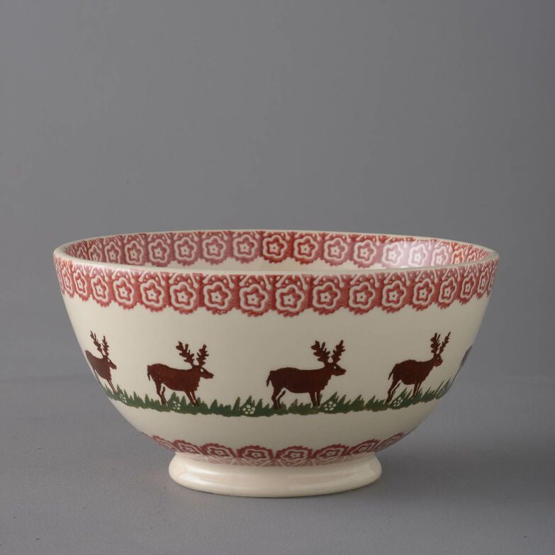 Brixton Pottery Reindeer handmade Deep Serving Bowl.