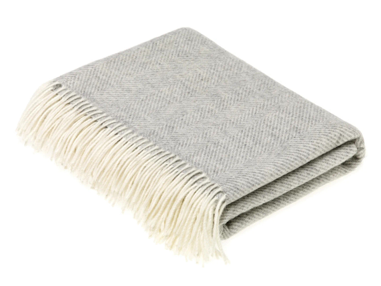 Classic Collection Herringbone Marino Lambswool Throw Blanket by Bronte Moon. Made in England.