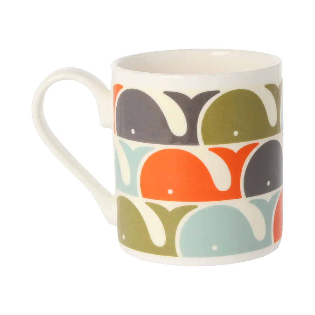 Whale Orange Bone China Mug by Orla Kiely
