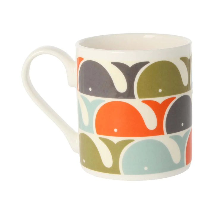 Whale Orange Bone China Mug by Orla Kiely