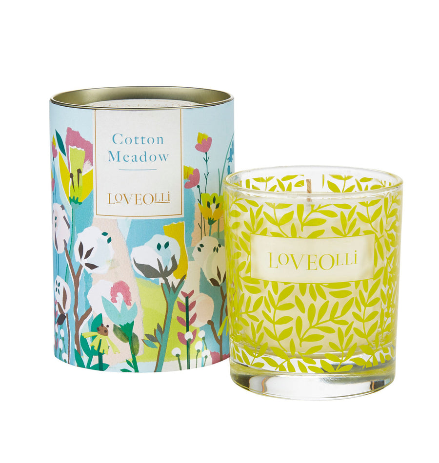 Love Olli Cotton Meadow scented candle in glass. Hand poured in the UK.