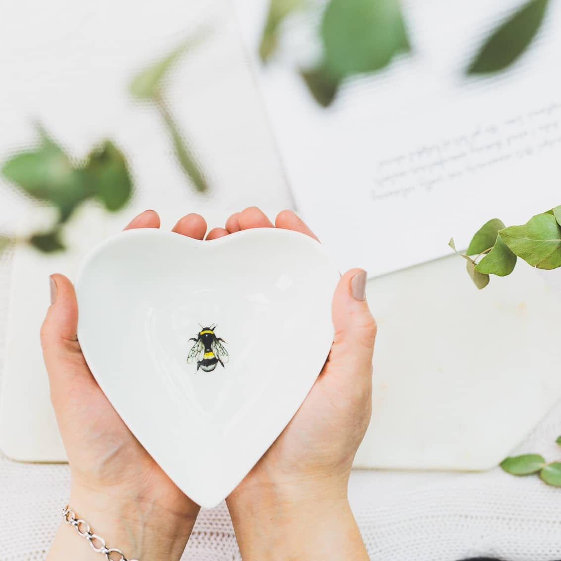 Bee Boxed Bone China Heart Dish by Toasted Crumpet.