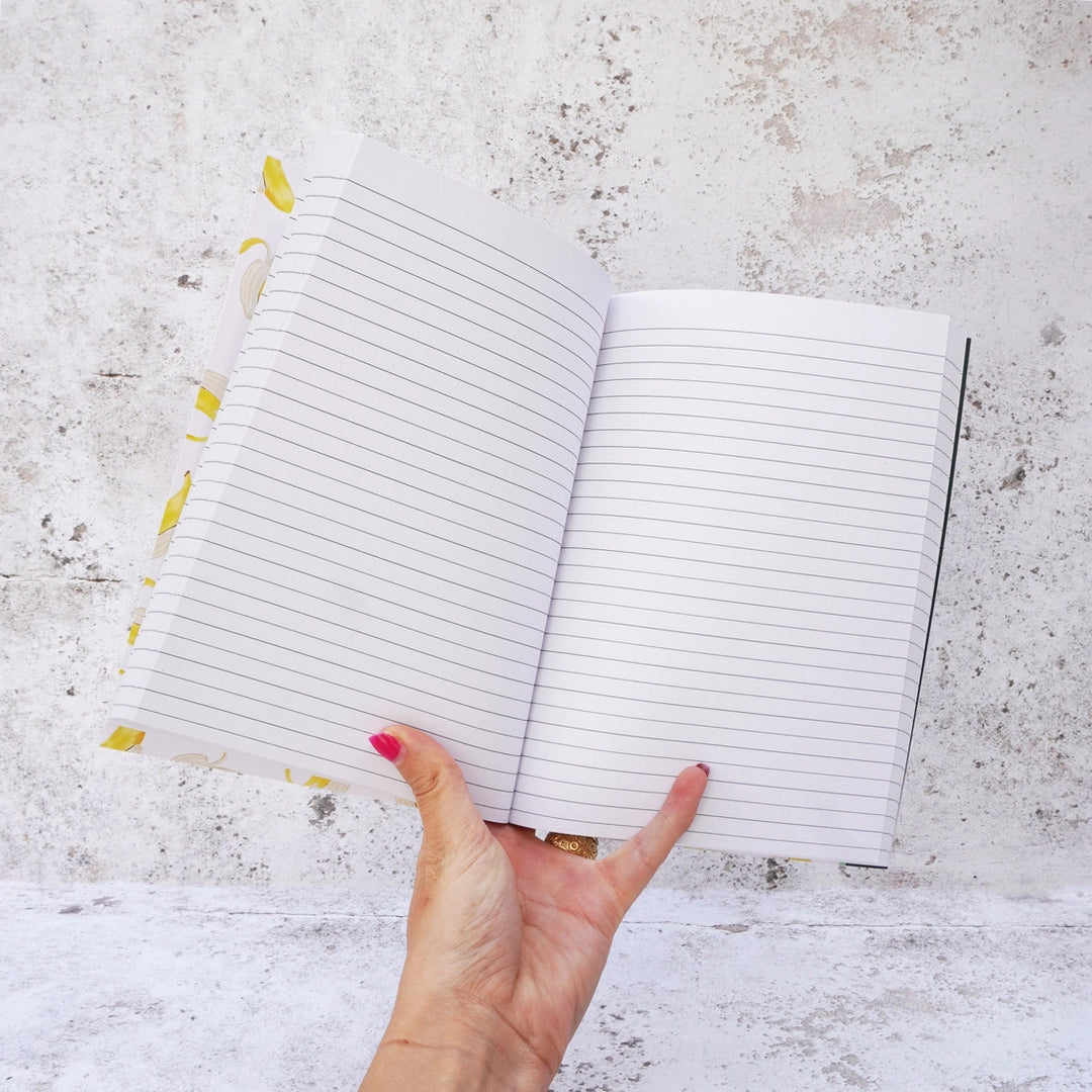 Banana A5 Notebook by Corinne Alexander. Made in the UK