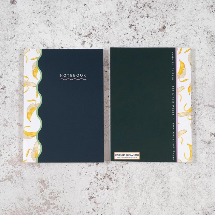 Banana A5 Notebook by Corinne Alexander. Made in the UK