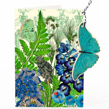 Blue Garden Butterfly Hanging Fandangle card by Madame Treacle. Image