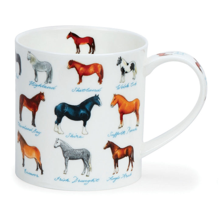 Fine bone china Dunoon Orkney On The Farm mug - horses.