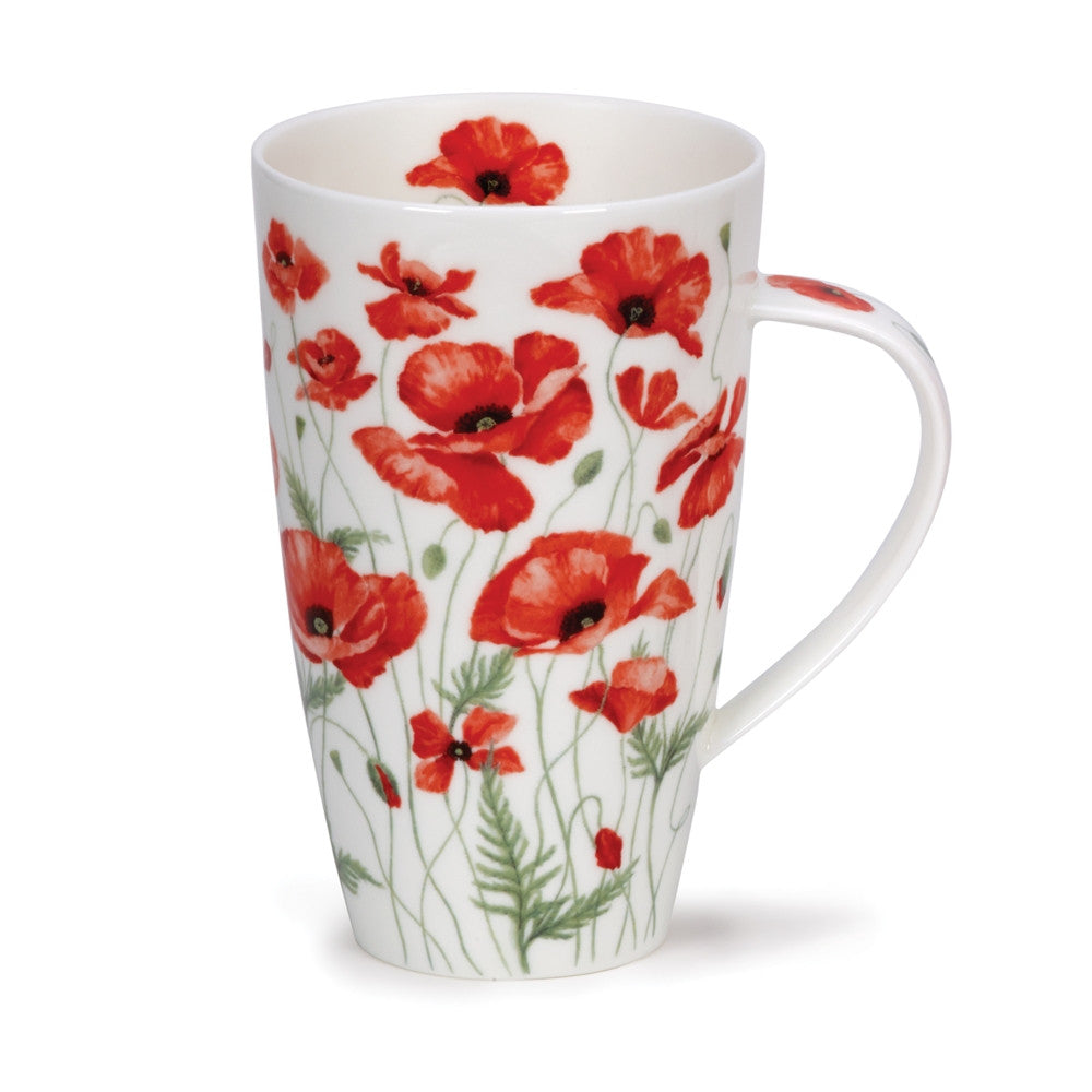 Dunoon Henley Poppies Mug, red. Made in England.