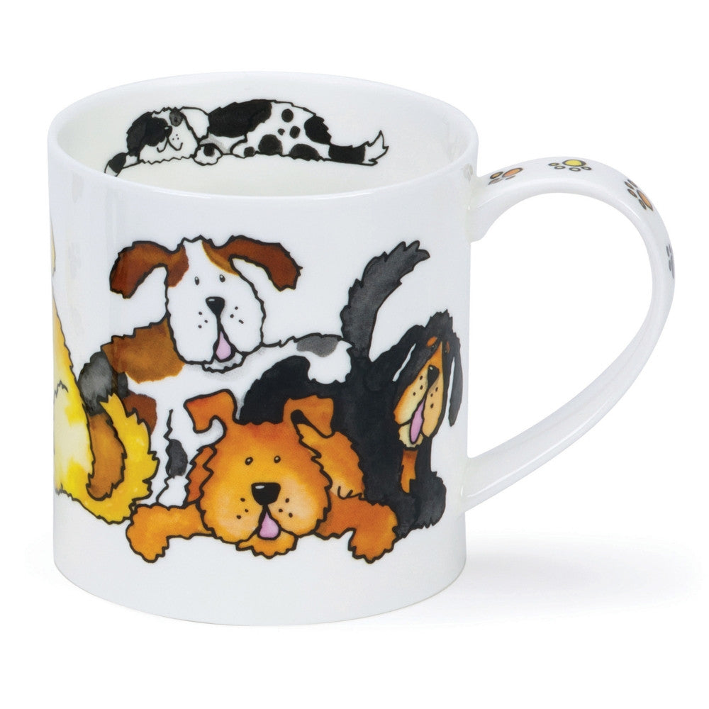 Dunoon Orkney Jumbled Dogs bone china mug.