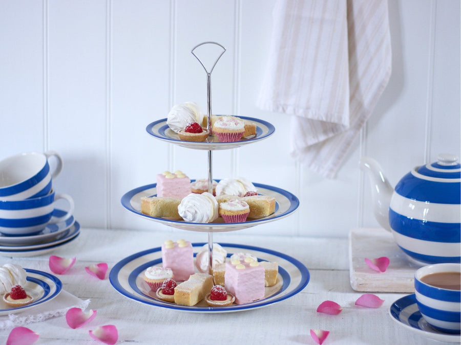 Cornishware Three-Tier Cake Stand - blue
