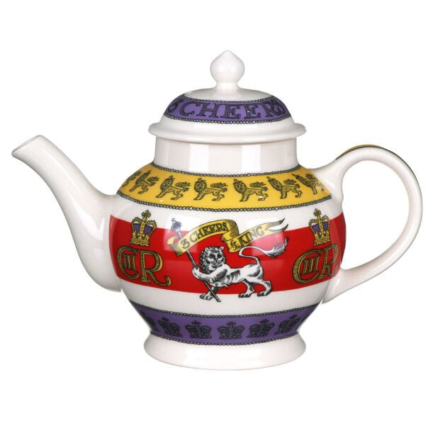 3 Cheers for King Charles III 4 Mug Teapot by Emma Bridgewater. Handmade in England.