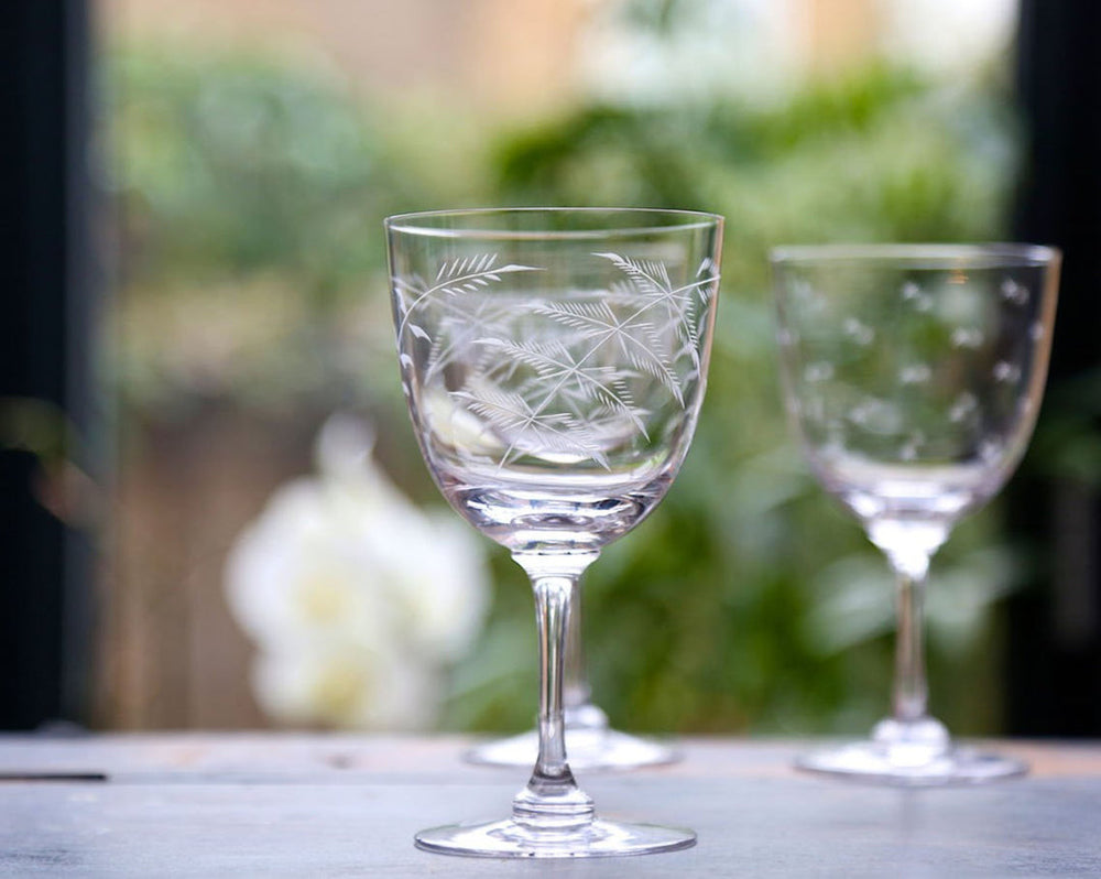 Wine Glass with Fern Design by The Vintage List.