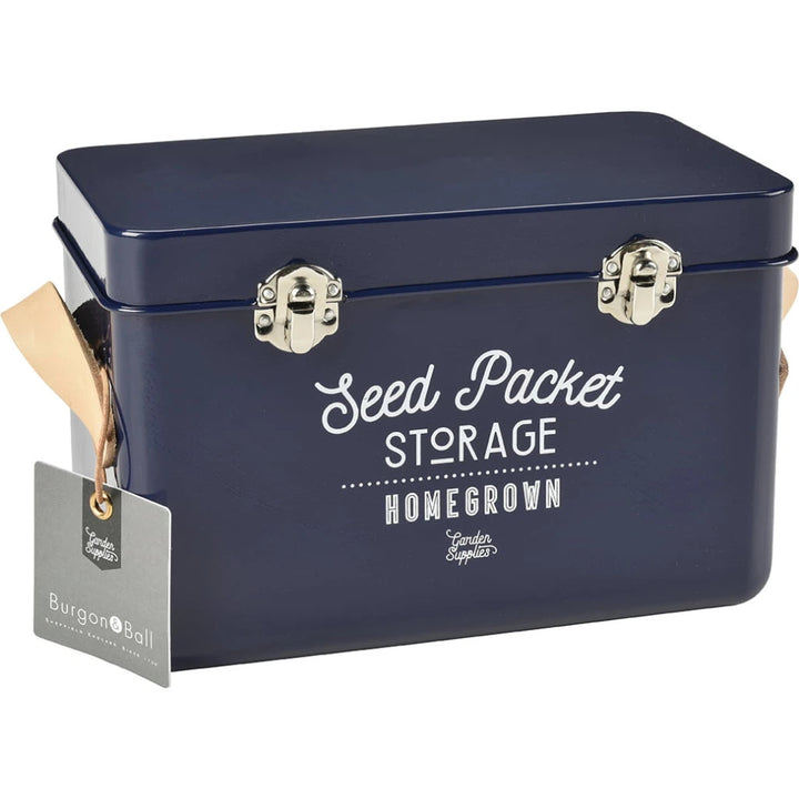 Seed Packet Storage Tin in Atlantic Blue by Burgon & Ball