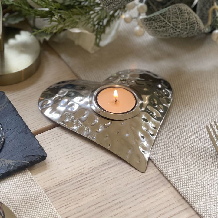 Hand Hammered Heart Tea Light Holder by Selbrae House