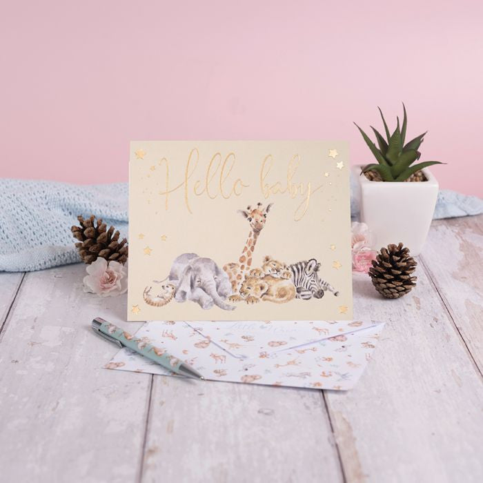 Little Savannah - Hello Baby Greetings Card 