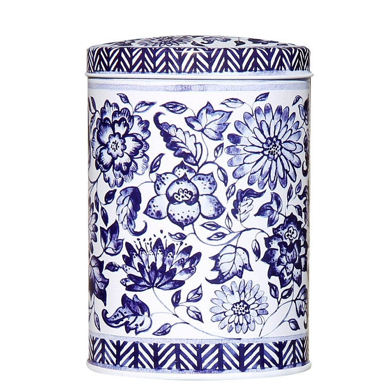 Blue and White Tall Oval Tin by Claire Winterington.