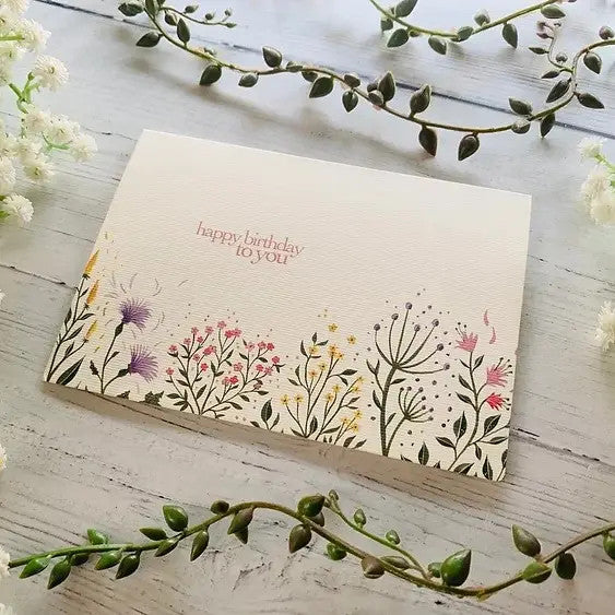 Birthday Wishes Meadow Greeting Card by Becky Amelia