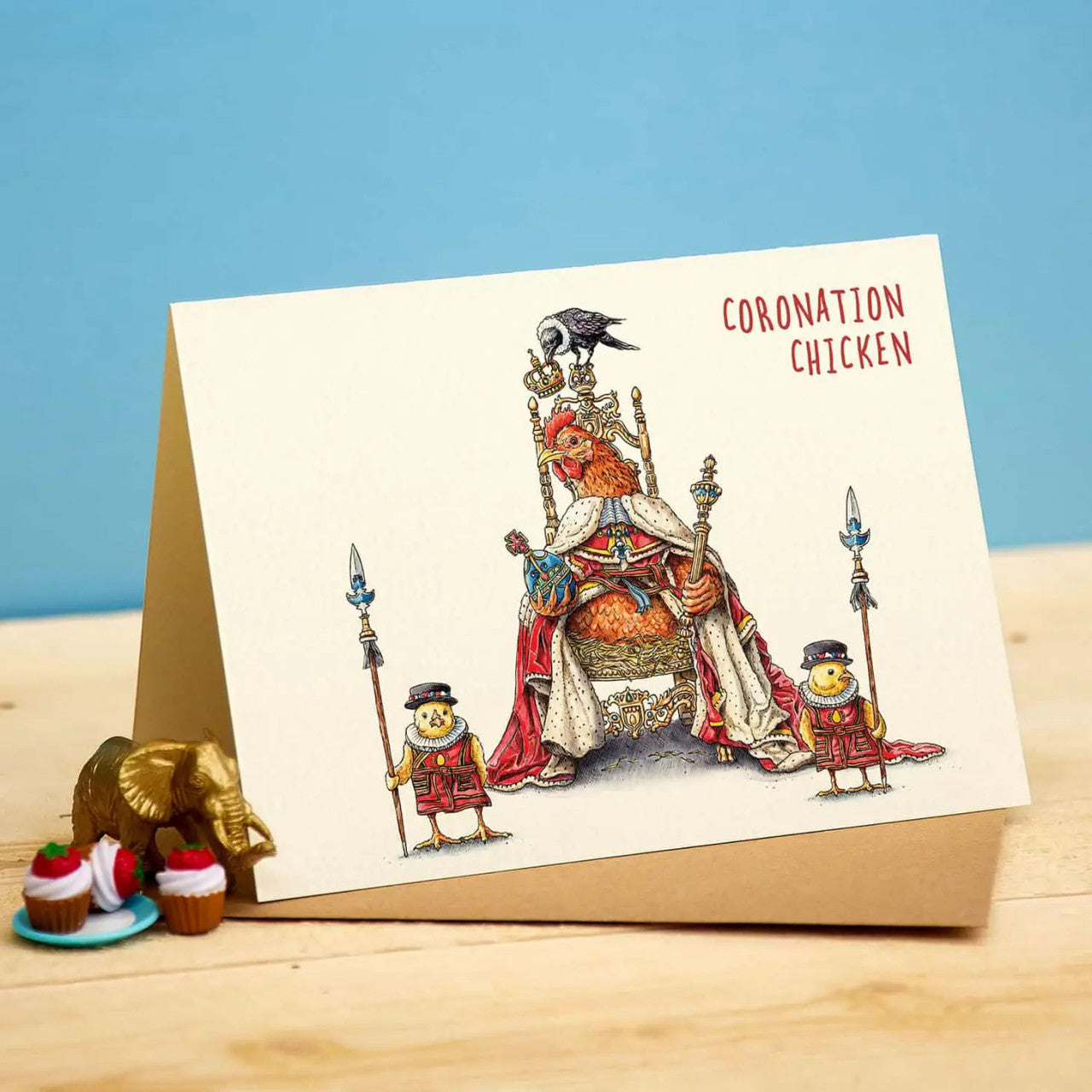 Coronation Chicken Greetings Card by Bewilderbeest.