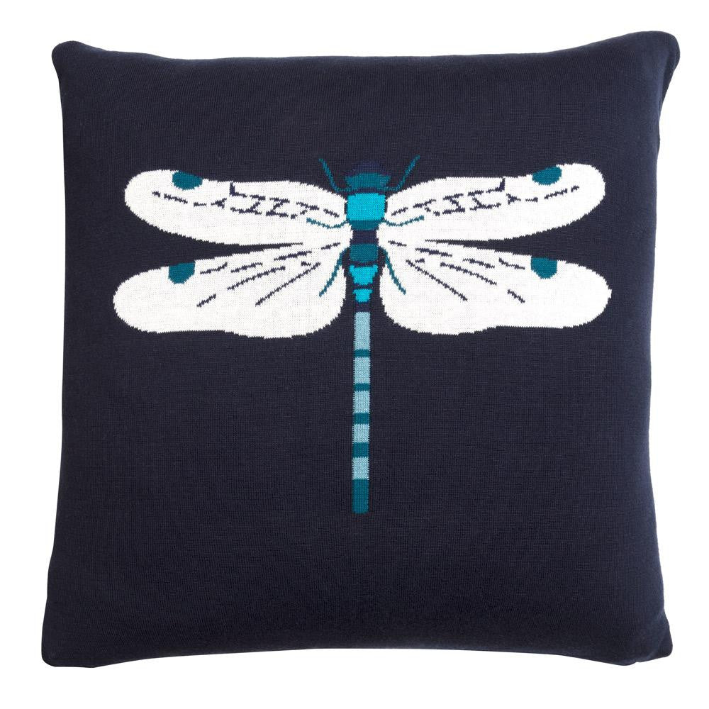 Sophie Allport Dragonfly knitted statement pillow. 100% Cotton.