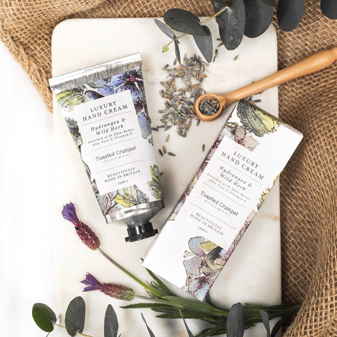 Hydrangea & Wild Herb Luxury Hand Cream 75ml by Toasted Crumpet.