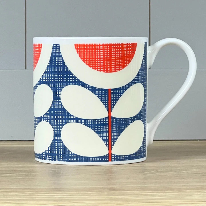 Scribble Sunflower Blue Bone China Mug by Orla Kiely