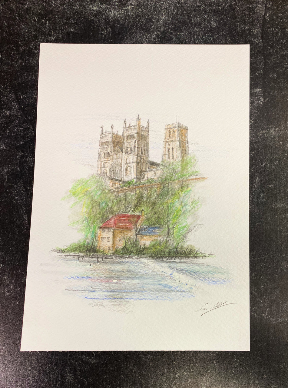 Durham Cathedral Print by British Artist Sean Webb - Black & White