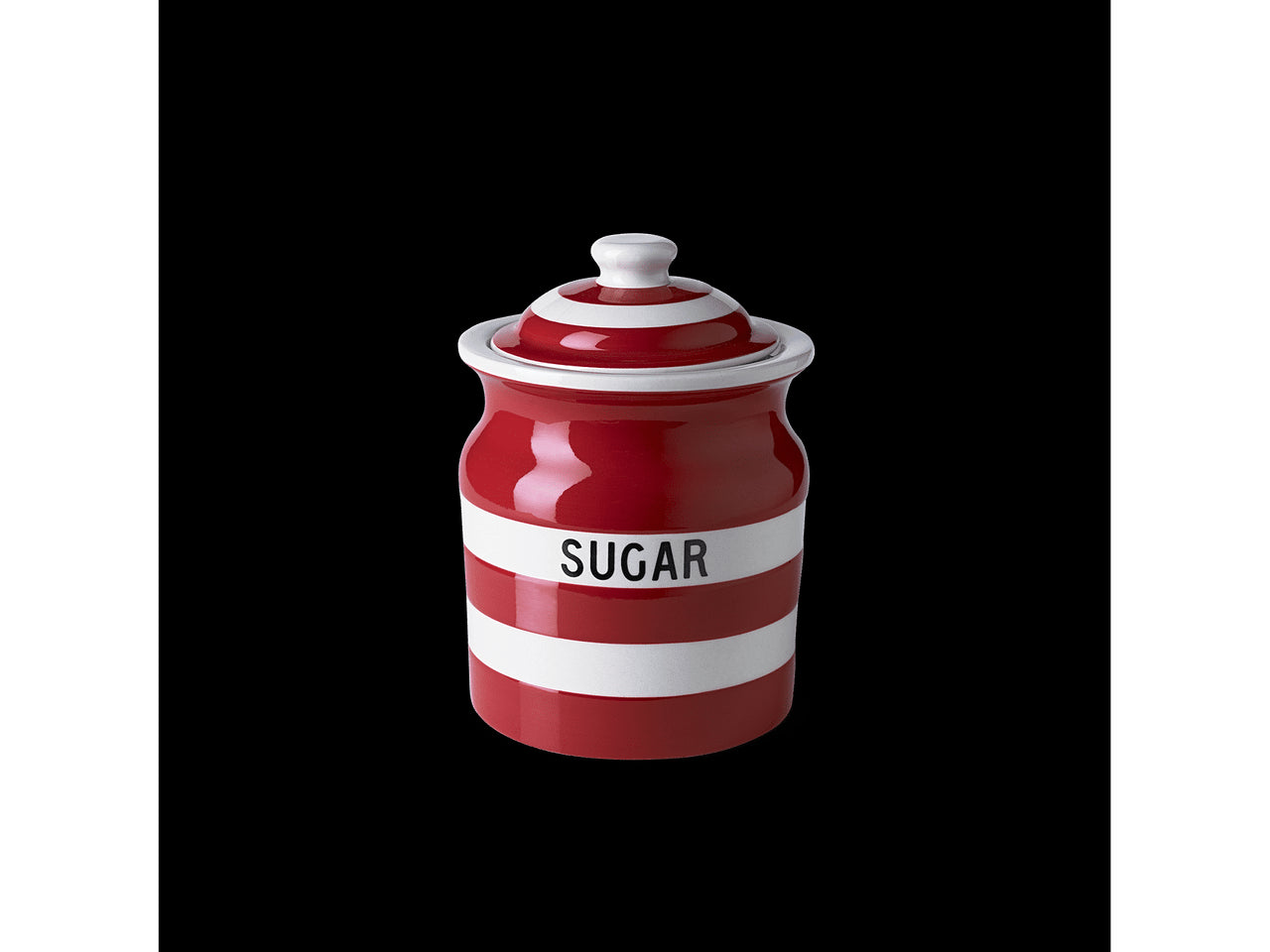 Cornishware Striped Sugar Storage Jar - red