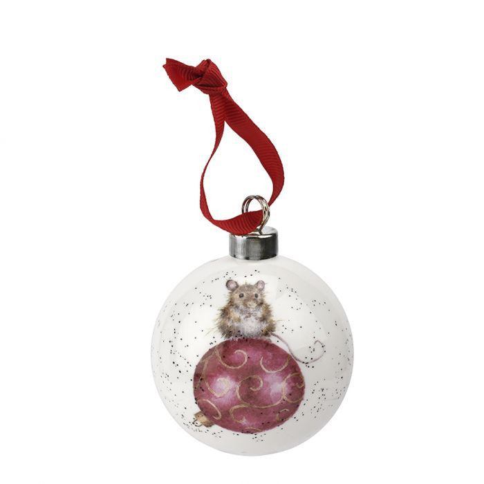 'Not A Creature Was Stirring' Fine Bone China hedgehog bauble from Wrendale Designs and Portmeirion