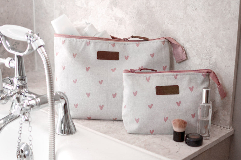 Hearts Large Canvas Wash Bag by Sophie Allport.