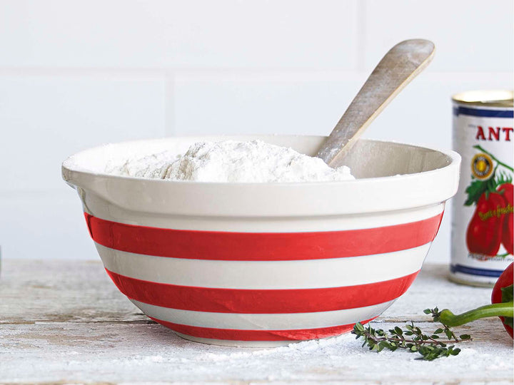 Cornishware Blue Striped Mixing Bowl - red