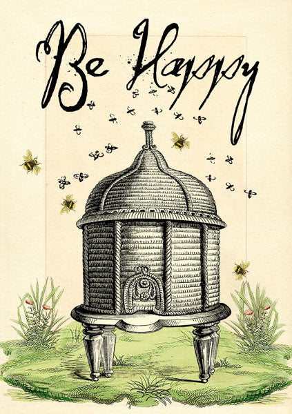 The Bee Hive Blank Greetings Card by Madame Treacle.